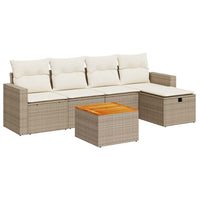 Thumbnail for 6-tlg. Garten-Sofagarnitur mit Kissen Beige Poly Rattan