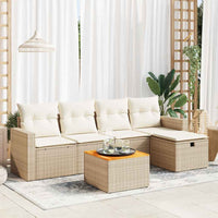 Thumbnail for 6-tlg. Garten-Sofagarnitur mit Kissen Beige Poly Rattan