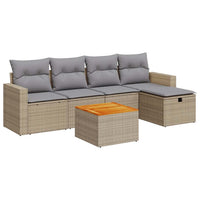 Thumbnail for 6-tlg. Garten-Sofagarnitur mit Kissen Beige Poly Rattan