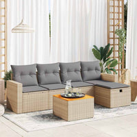 Thumbnail for 6-tlg. Garten-Sofagarnitur mit Kissen Beige Poly Rattan