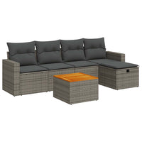 Thumbnail for 6-tlg. Garten-Sofagarnitur mit Kissen Grau Poly Rattan