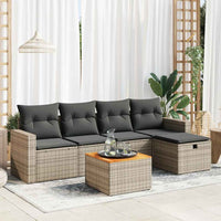 Thumbnail for 6-tlg. Garten-Sofagarnitur mit Kissen Grau Poly Rattan