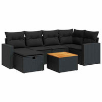 Thumbnail for 7-tlg. Garten-Sofagarnitur mit Kissen Schwarz Poly Rattan