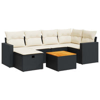 Thumbnail for 7-tlg. Garten-Sofagarnitur mit Kissen Schwarz Poly Rattan