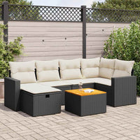 Thumbnail for 7-tlg. Garten-Sofagarnitur mit Kissen Schwarz Poly Rattan