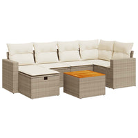 Thumbnail for 7-tlg. Garten-Sofagarnitur mit Kissen Beige Poly Rattan