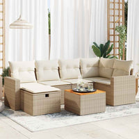 Thumbnail for 7-tlg. Garten-Sofagarnitur mit Kissen Beige Poly Rattan