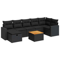 Thumbnail for 8-tlg. Garten-Sofagarnitur mit Kissen Schwarz Poly Rattan