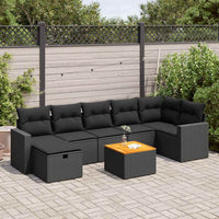 Thumbnail for 8-tlg. Garten-Sofagarnitur mit Kissen Schwarz Poly Rattan