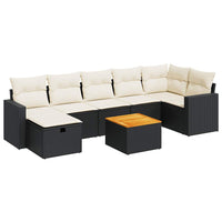 Thumbnail for 8-tlg. Garten-Sofagarnitur mit Kissen Schwarz Poly Rattan