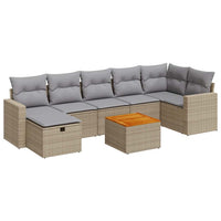 Thumbnail for 8-tlg. Garten-Sofagarnitur mit Kissen Beige Poly Rattan