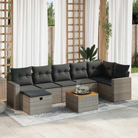 Thumbnail for 8-tlg. Garten-Sofagarnitur mit Kissen Grau Poly Rattan