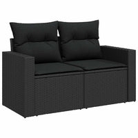 Thumbnail for 9-tlg. Garten-Sofagarnitur mit Kissen Schwarz Poly Rattan