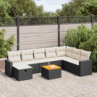 Thumbnail for 9-tlg. Garten-Sofagarnitur mit Kissen Schwarz Poly Rattan