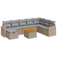 Thumbnail for 9-tlg. Garten-Sofagarnitur mit Kissen Beige Poly Rattan