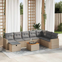 Thumbnail for 9-tlg. Garten-Sofagarnitur mit Kissen Beige Poly Rattan