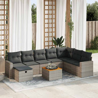 Thumbnail for 9-tlg. Garten-Sofagarnitur mit Kissen Grau Poly Rattan