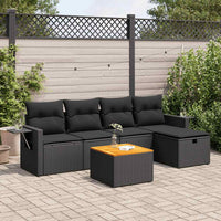 Thumbnail for 6-tlg. Garten-Sofagarnitur mit Kissen Schwarz Poly Rattan