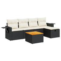 Thumbnail for 6-tlg. Garten-Sofagarnitur mit Kissen Schwarz Poly Rattan