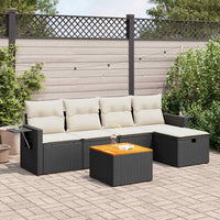 Thumbnail for 6-tlg. Garten-Sofagarnitur mit Kissen Schwarz Poly Rattan