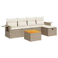 Thumbnail for 6-tlg. Garten-Sofagarnitur mit Kissen Beige Poly Rattan