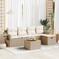 Thumbnail for 6-tlg. Garten-Sofagarnitur mit Kissen Beige Poly Rattan