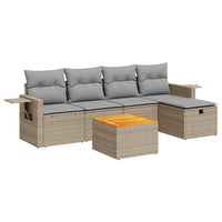 Thumbnail for 6-tlg. Garten-Sofagarnitur mit Kissen Beige Poly Rattan