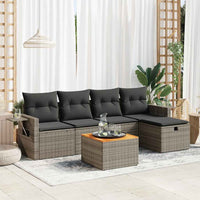 Thumbnail for 6-tlg. Garten-Sofagarnitur mit Kissen Grau Poly Rattan
