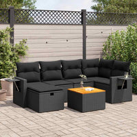 Thumbnail for 7-tlg. Garten-Sofagarnitur mit Kissen Schwarz Poly Rattan