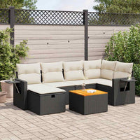 Thumbnail for 7-tlg. Garten-Sofagarnitur mit Kissen Schwarz Poly Rattan