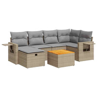Thumbnail for 7-tlg. Garten-Sofagarnitur mit Kissen Beige Poly Rattan