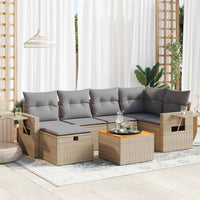 Thumbnail for 7-tlg. Garten-Sofagarnitur mit Kissen Beige Poly Rattan
