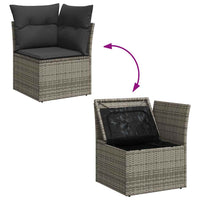 Thumbnail for 7-tlg. Garten-Sofagarnitur mit Kissen Grau Poly Rattan