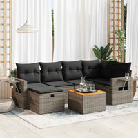 Thumbnail for 7-tlg. Garten-Sofagarnitur mit Kissen Grau Poly Rattan