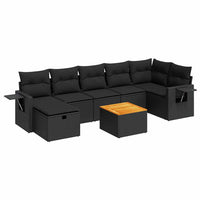 Thumbnail for 8-tlg. Garten-Sofagarnitur mit Kissen Schwarz Poly Rattan