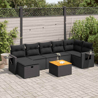 Thumbnail for 8-tlg. Garten-Sofagarnitur mit Kissen Schwarz Poly Rattan