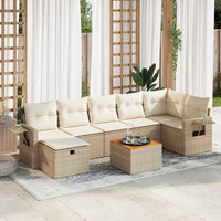 Thumbnail for 8-tlg. Garten-Sofagarnitur mit Kissen Beige Poly Rattan