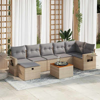 Thumbnail for 8-tlg. Garten-Sofagarnitur mit Kissen Beige Poly Rattan