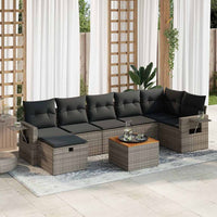 Thumbnail for 8-tlg. Garten-Sofagarnitur mit Kissen Grau Poly Rattan