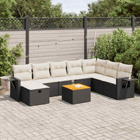 Thumbnail for 9-tlg. Garten-Sofagarnitur mit Kissen Schwarz Poly Rattan