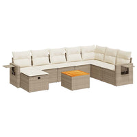 Thumbnail for 9-tlg. Garten-Sofagarnitur mit Kissen Beige Poly Rattan