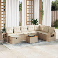 Thumbnail for 9-tlg. Garten-Sofagarnitur mit Kissen Beige Poly Rattan