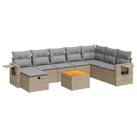 Thumbnail for 9-tlg. Garten-Sofagarnitur mit Kissen Beige Poly Rattan