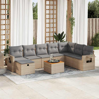 Thumbnail for 9-tlg. Garten-Sofagarnitur mit Kissen Beige Poly Rattan