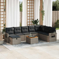 Thumbnail for 9-tlg. Garten-Sofagarnitur mit Kissen Grau Poly Rattan