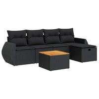 Thumbnail for 6-tlg. Garten-Sofagarnitur mit Kissen Schwarz Poly Rattan