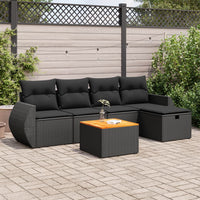 Thumbnail for 6-tlg. Garten-Sofagarnitur mit Kissen Schwarz Poly Rattan