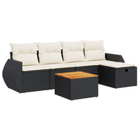 Thumbnail for 6-tlg. Garten-Sofagarnitur mit Kissen Schwarz Poly Rattan