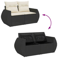 Thumbnail for 6-tlg. Garten-Sofagarnitur mit Kissen Schwarz Poly Rattan