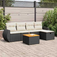 Thumbnail for 6-tlg. Garten-Sofagarnitur mit Kissen Schwarz Poly Rattan